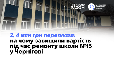 2, 4 млн грн переплати: на чому завищили вартість під час ремонту школи №13 у Чернігові