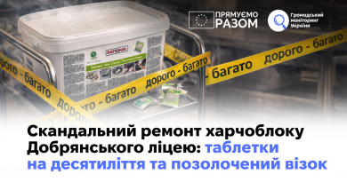 Скандальний ремонт харчоблоку Добрянського ліцею: таблетки на десятиліття та позолочений візок