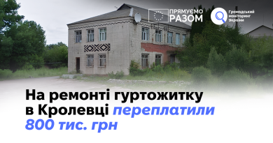 На ремонті гуртожитку в Кролевці переплатили 800 тис. грн