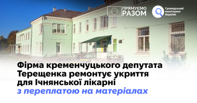 Фірма кременчуцького депутата Терещенка ремонтує укриття для Ічнянської лікарні з переплатою на матеріалах 