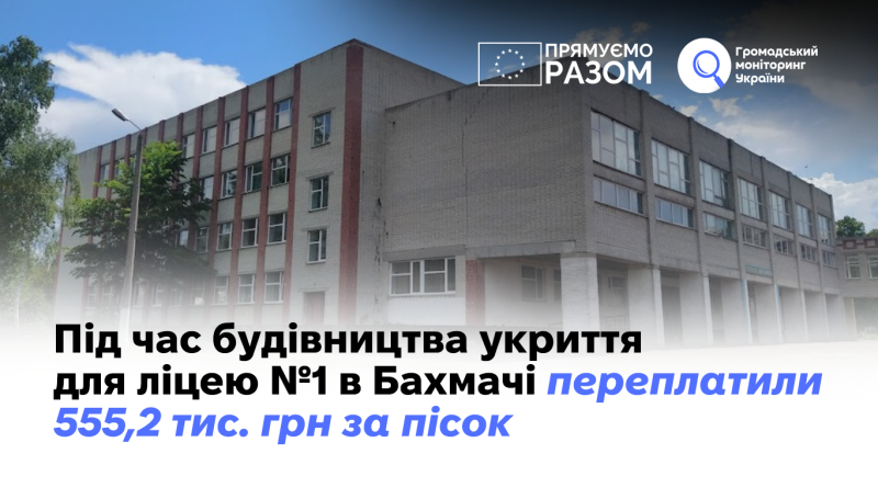 Під час будівництва укриття для ліцею №1 в Бахмачі переплатили 555,2 тис. грн за пісок