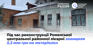 Під час реконструкції Роменської центральної районної лікарні завищили 2,2 млн грн на матеріалах   